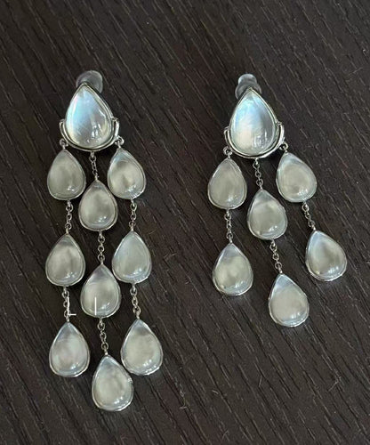 Original Design Silk Sterling Silver Crystal Pearl Tassel Drop Earrings