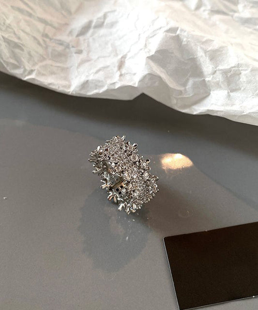 Original Design Silver Zircon Copper Open Rings