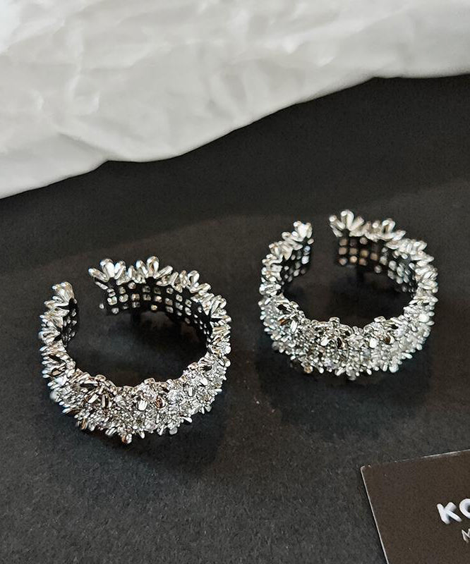 Original Design Silver Zircon Copper Open Rings