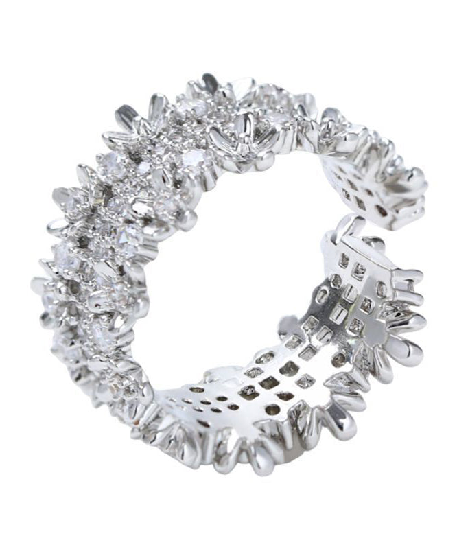 Original Design Silver Zircon Copper Open Rings