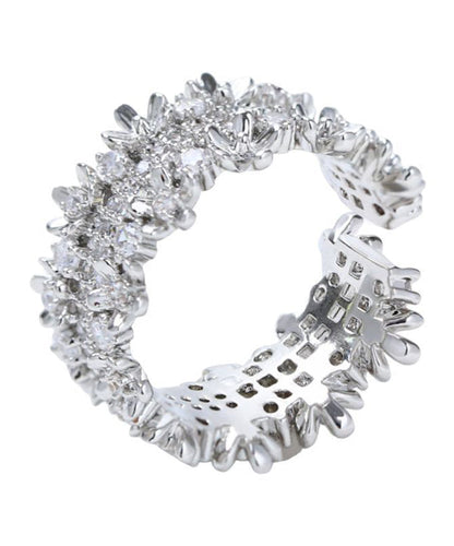 Original Design Silver Zircon Copper Open Rings