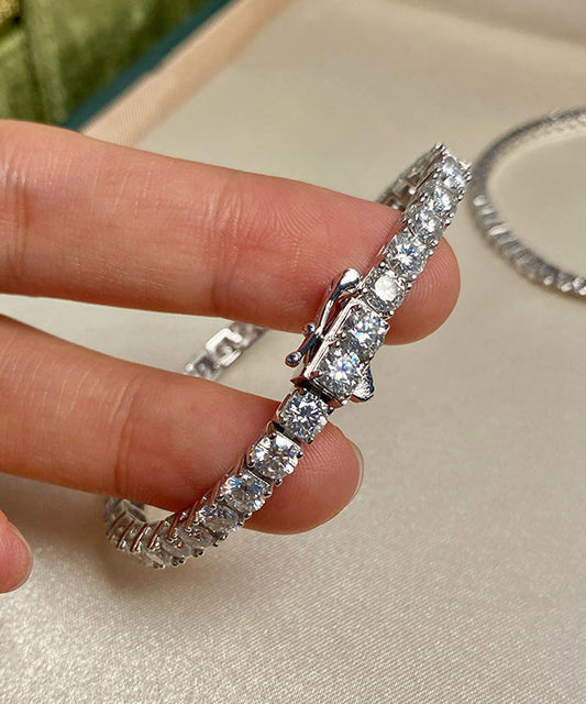 Original Design Silver Zircon Snap Silver Plated Bracelet