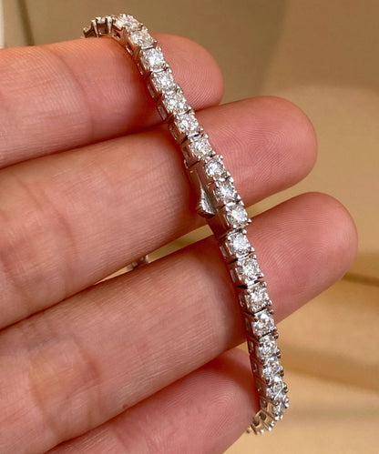 Original Design Silver Zircon Snap Silver Plated Bracelet