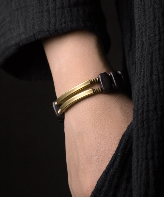 Original Design Stylish Wooden And Copper Decorative Bracelet