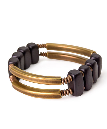 Original Design Stylish Wooden And Copper Decorative Bracelet