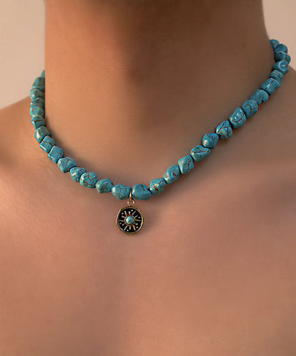 Original Design Sunflower Inspired Collarbone Turquoise Necklace For Men