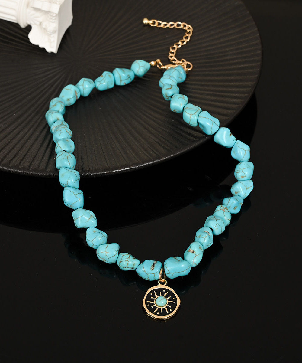 Original Design Sunflower Inspired Collarbone Turquoise Necklace For Men