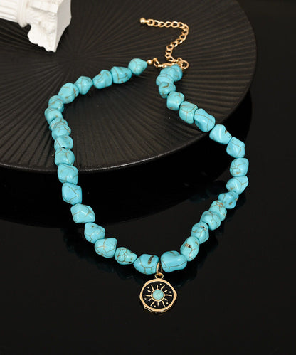 Original Design Sunflower Inspired Collarbone Turquoise Necklace For Men