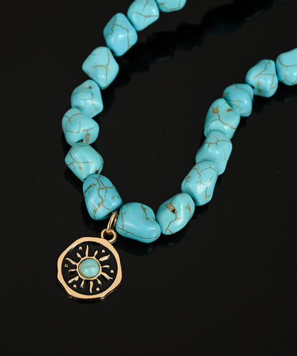 Original Design Sunflower Inspired Collarbone Turquoise Necklace For Men