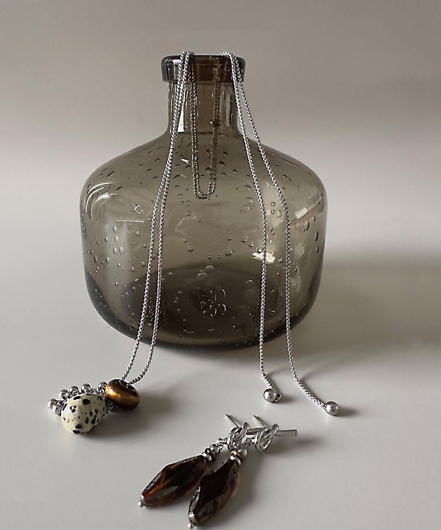 Original Design Titanium Steel Gem Stone Pendant Necklace