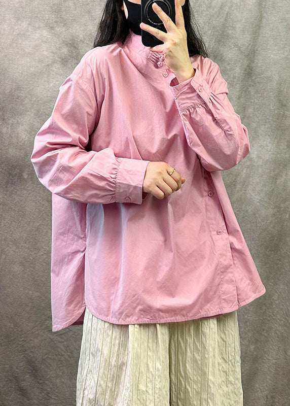 Original Design White O Neck Loose Cotton Shirts Fall