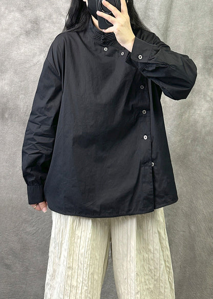 Original Design White O Neck Loose Cotton Shirts Fall