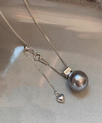 Original Design White Sterling Silver Zircon Pearl Sweater Pendant Necklace
