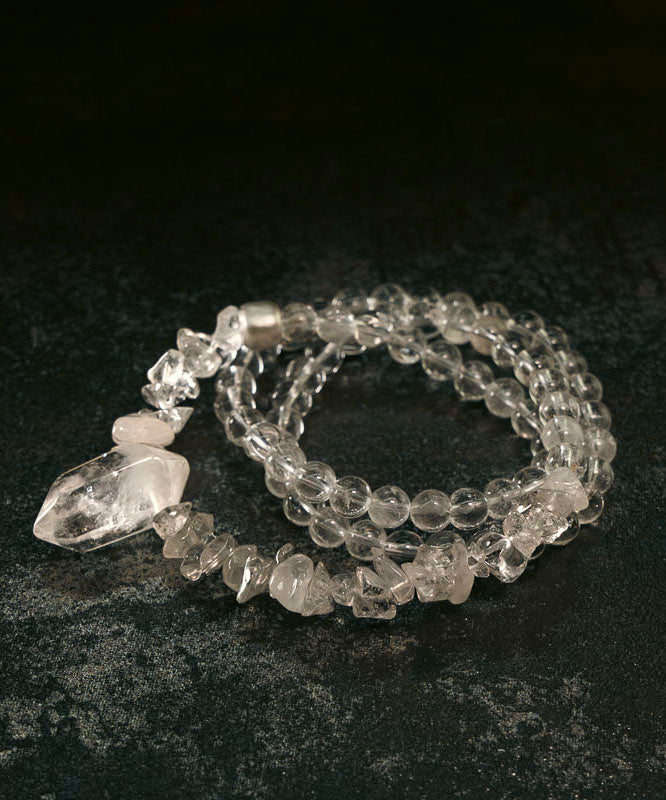 Original Design White Weave Layered Crystal Unisex Charm Bracelet