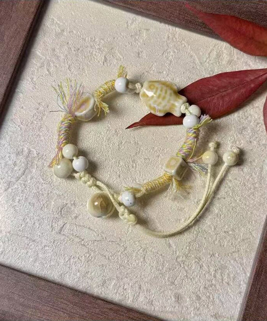 Original Design Yellow Weave Ceramic Tassel Charm Bracelet