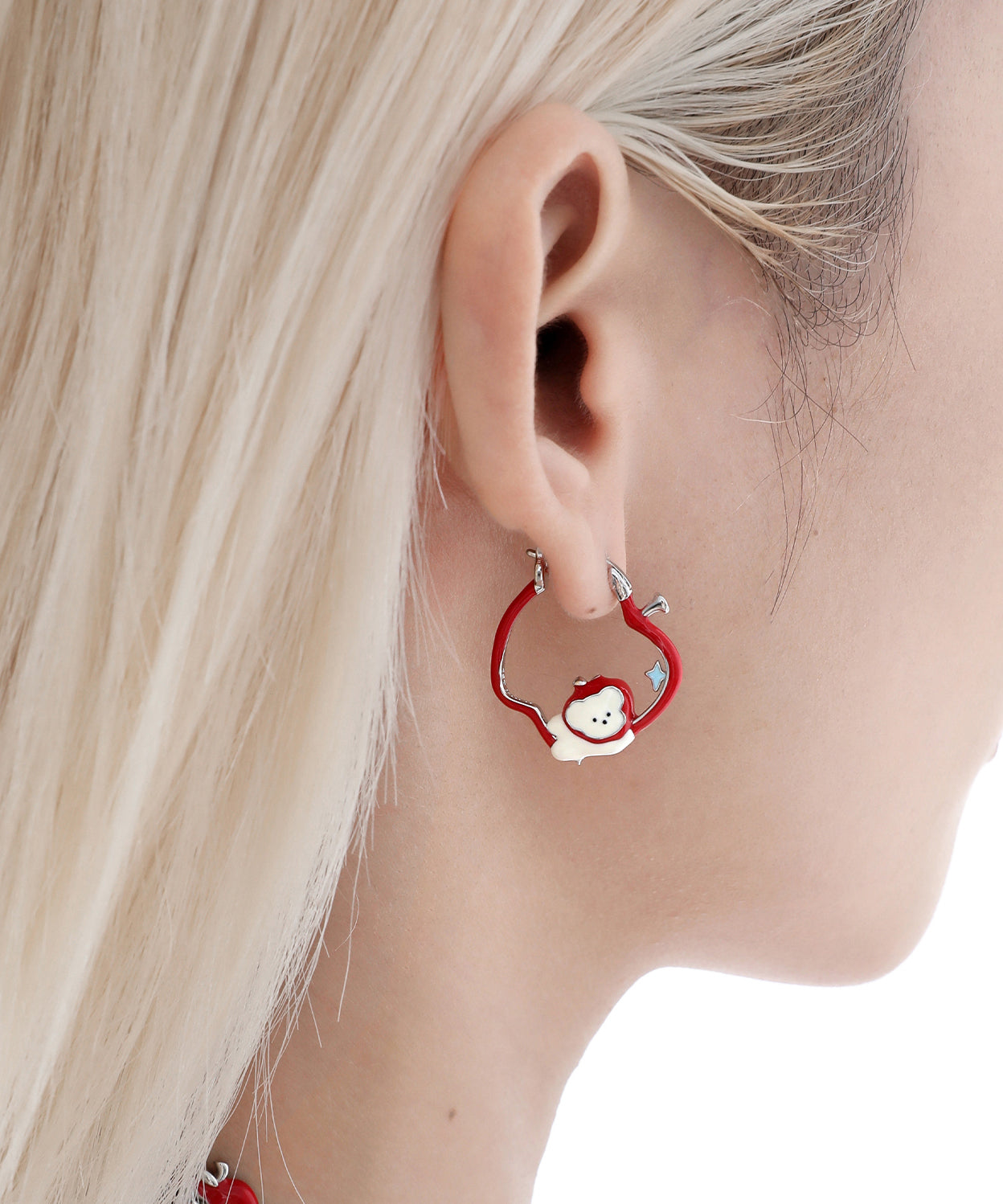 Original Green Sterling Silver Drip Glaze Animal Hoop Earrings