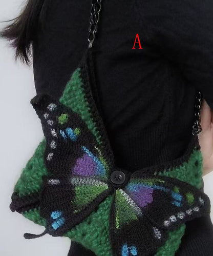 Original Hand Knit Woven Yarn Butterfly Wing Shoulder Bag