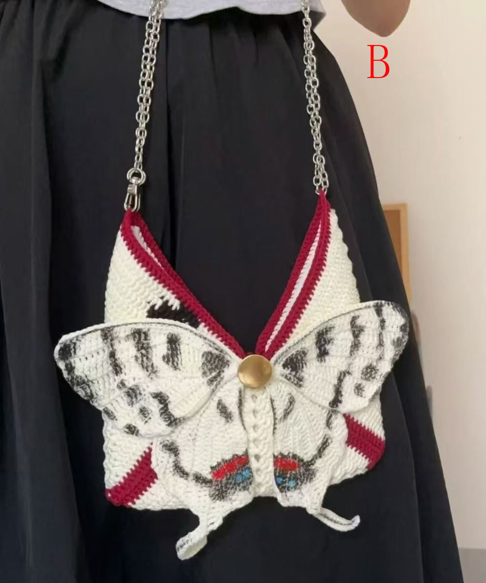 Original Hand Knit Woven Yarn Butterfly Wing Shoulder Bag
