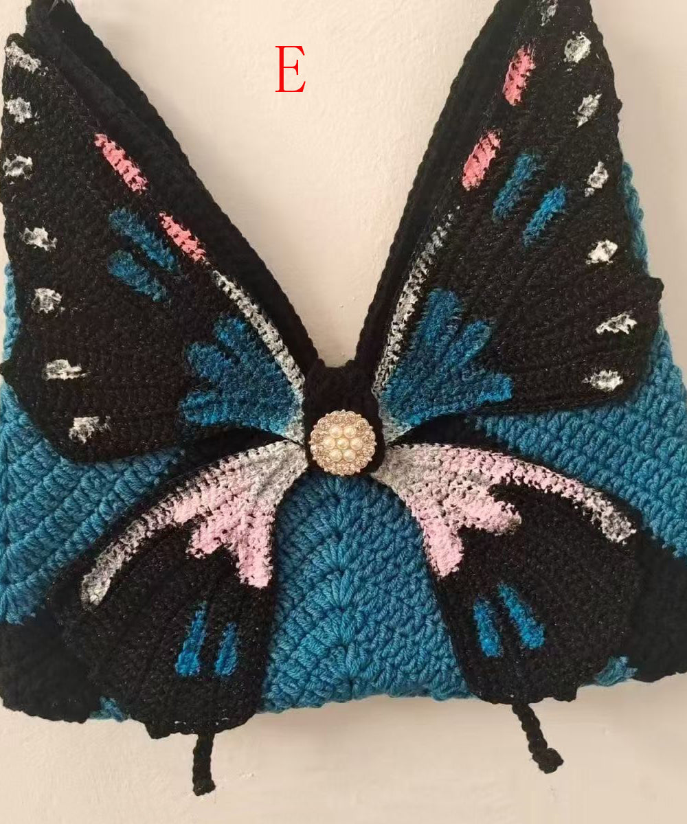 Original Hand Knit Woven Yarn Butterfly Wing Shoulder Bag