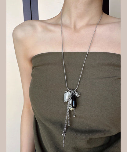 Original Heart Pendant Natural Stone Titanium Steel Necklace