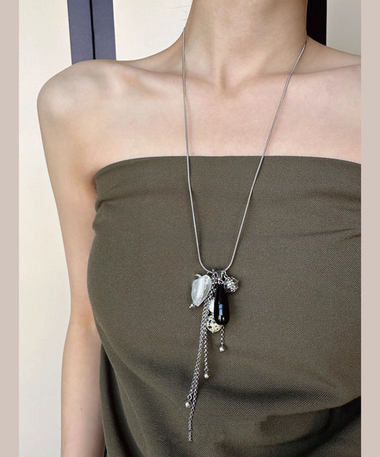 Original Heart Pendant Natural Stone Titanium Steel Necklace