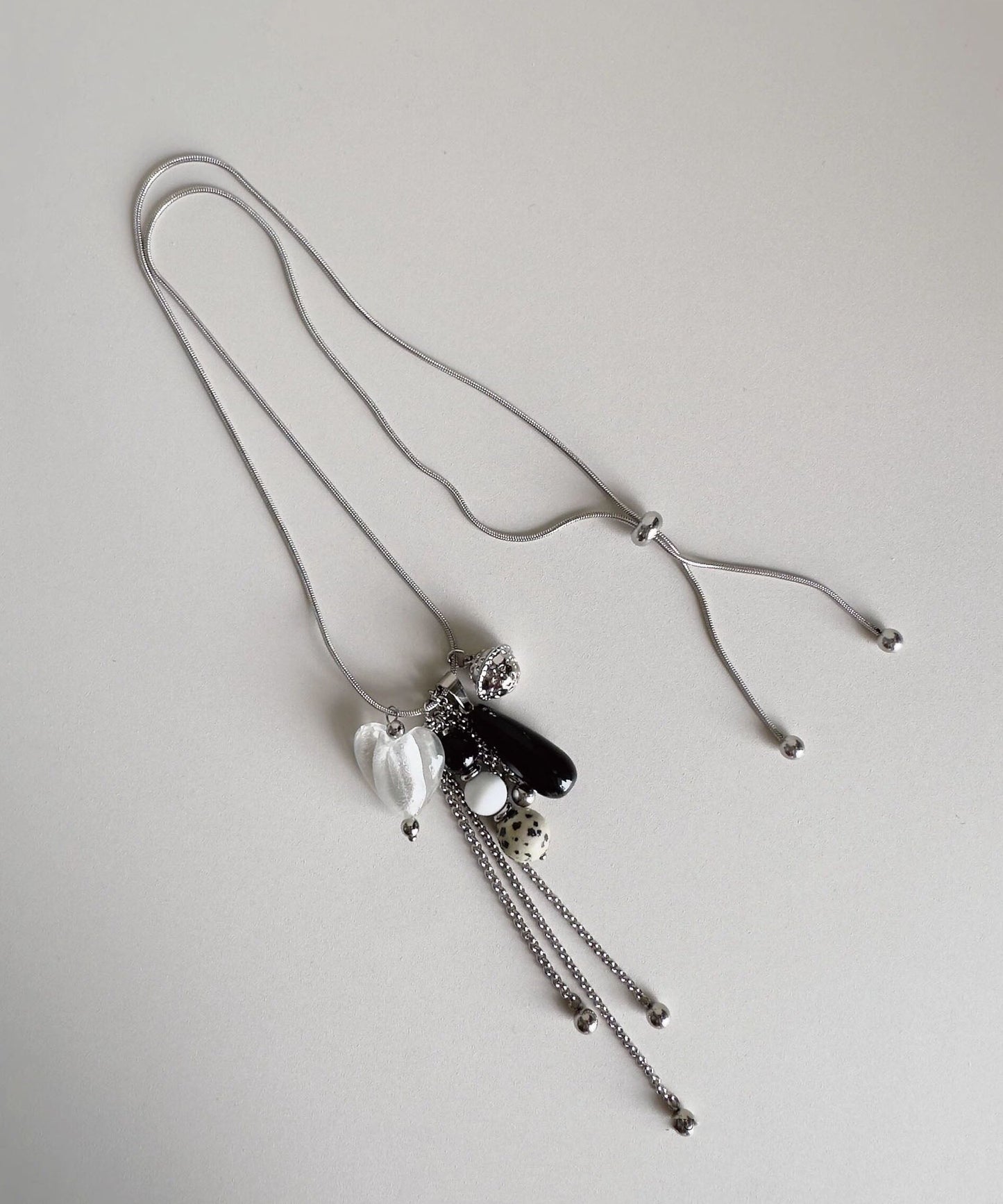 Original Heart Pendant Natural Stone Titanium Steel Necklace