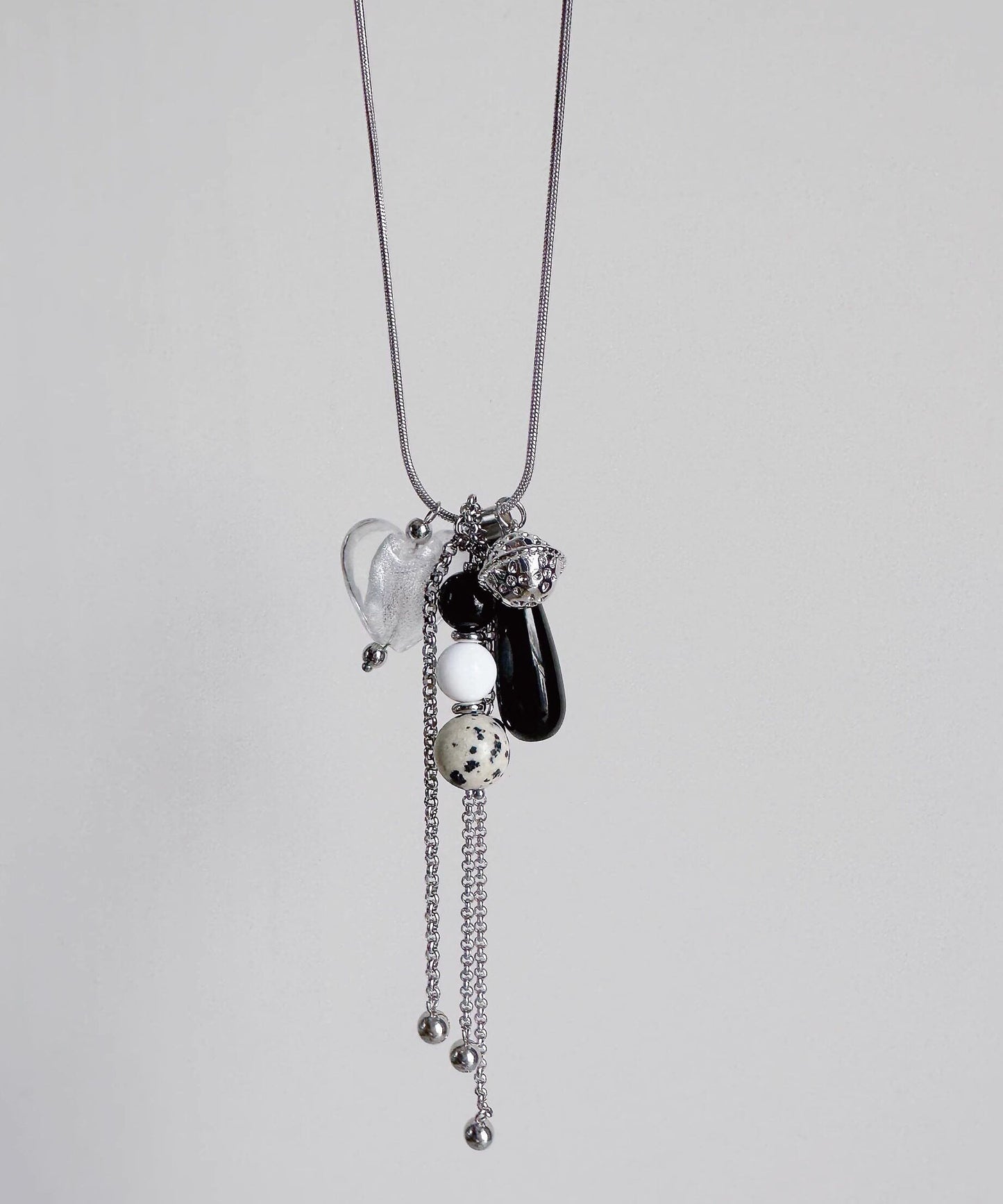 Original Heart Pendant Natural Stone Titanium Steel Necklace