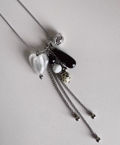 Original Heart Pendant Natural Stone Titanium Steel Necklace