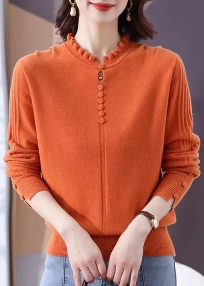 Original Purple O-Neck Solid Knit Sweater Winter