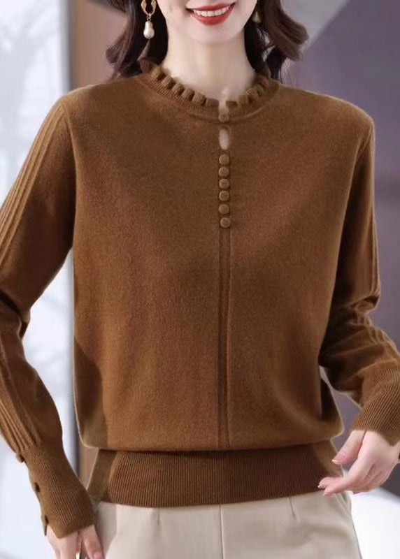 Original Purple O-Neck Solid Knit Sweater Winter