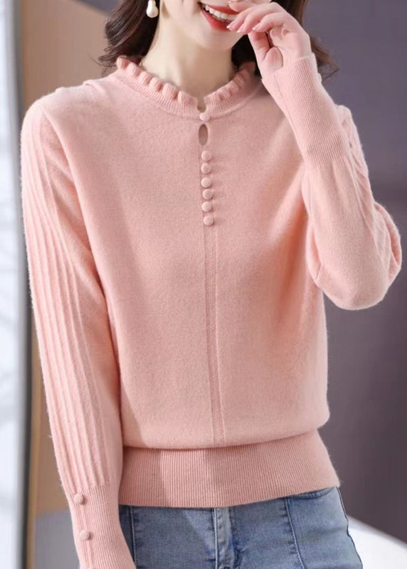 Original Purple O-Neck Solid Knit Sweater Winter