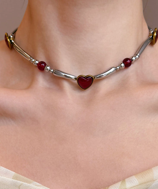 Original Red Stainless Steel Love Patchwork Choker