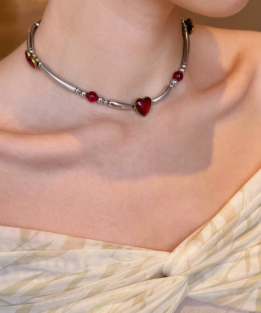 Original Red Stainless Steel Love Patchwork Choker
