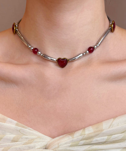 Original Red Stainless Steel Love Patchwork Choker