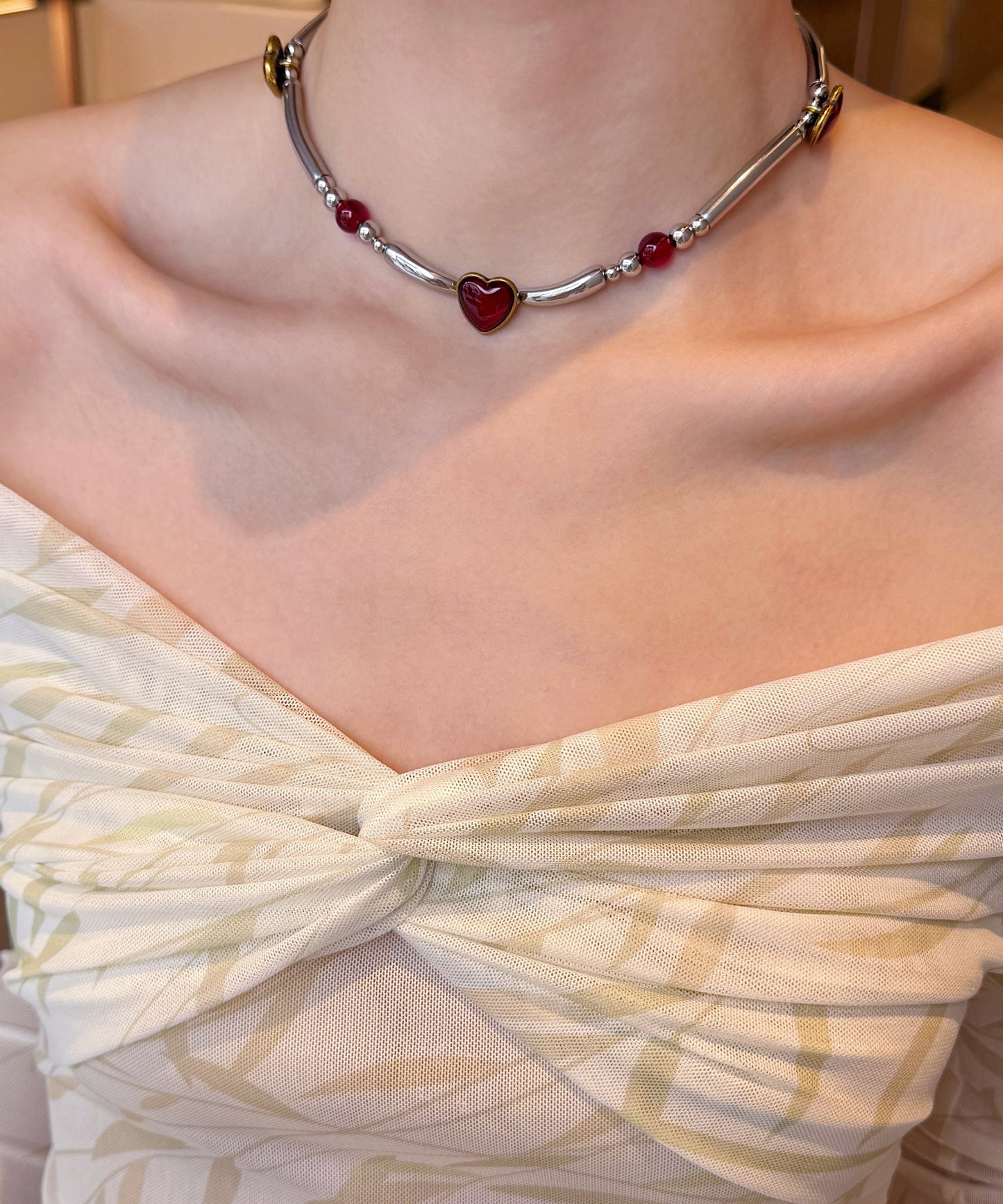 Original Red Stainless Steel Love Patchwork Choker