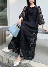 Load image into Gallery viewer, Original Yellow O Neck Hollow Out Embroidered Lace Dresses Summer