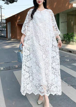 Load image into Gallery viewer, Original Yellow O Neck Hollow Out Embroidered Lace Dresses Summer