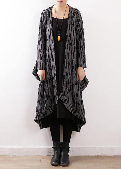 Original gray temperament windbreaker with irregular mid-length literary style and ethnic style zen accidental set - SooLinen