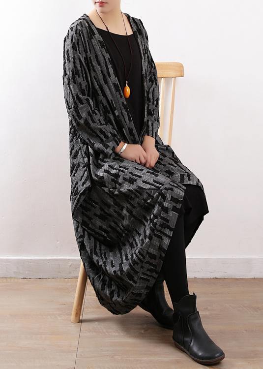 Original gray temperament windbreaker with irregular mid-length literary style and ethnic style zen accidental set - SooLinen