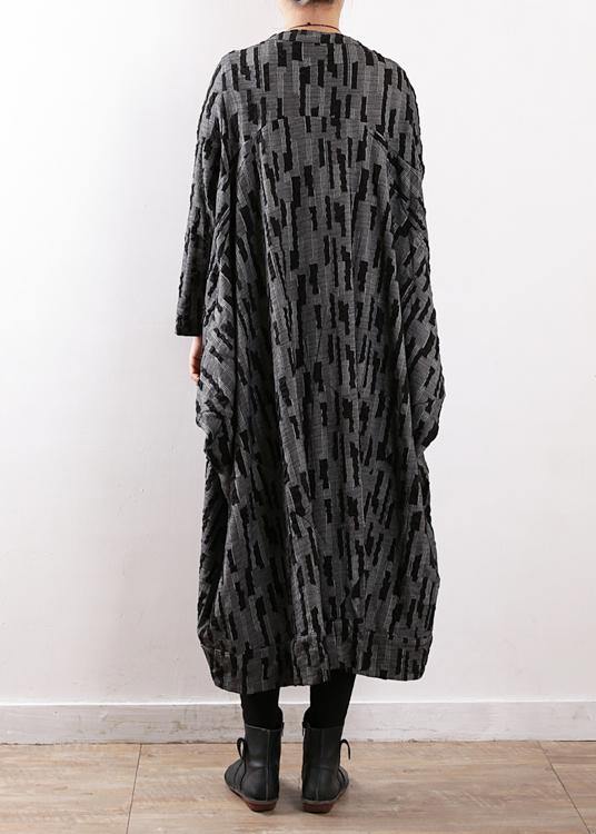 Original gray temperament windbreaker with irregular mid-length literary style and ethnic style zen accidental set - SooLinen