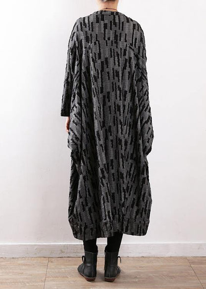 Original gray temperament windbreaker with irregular mid-length literary style and ethnic style zen accidental set - SooLinen