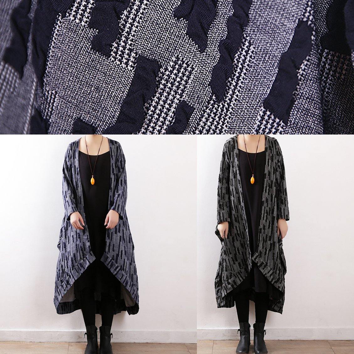 Original gray temperament windbreaker with irregular mid-length literary style and ethnic style zen accidental set - SooLinen