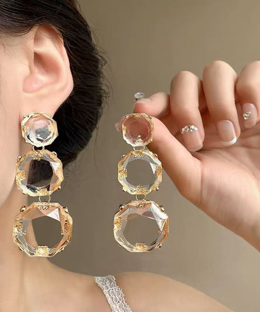 Oversize Bibonerana Alloy Crystal Tassel Drop Earrings