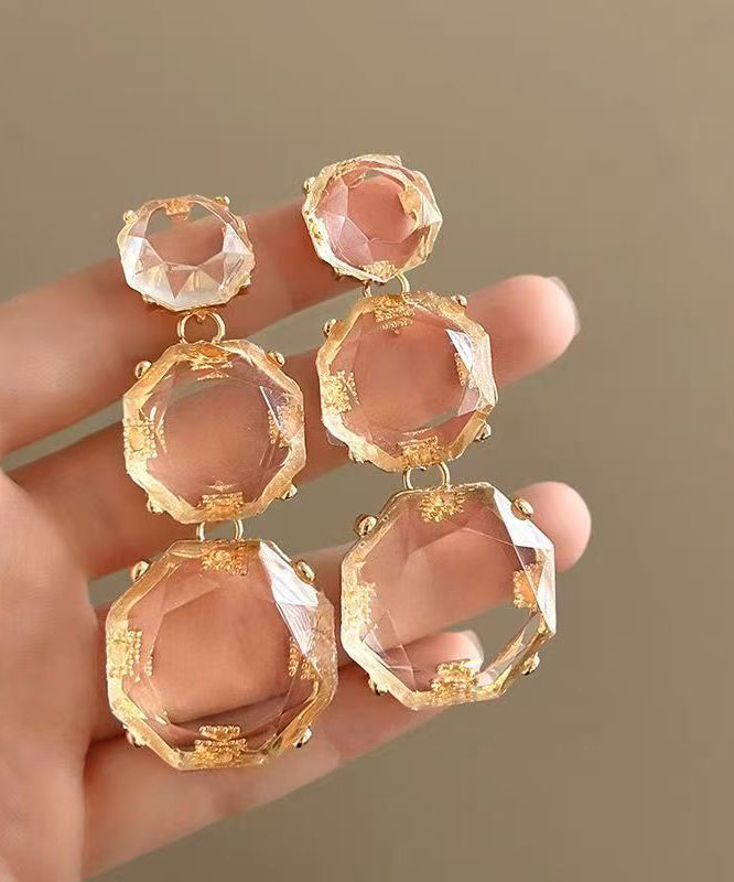 Oversize Bibonerana Alloy Crystal Tassel Drop Earrings