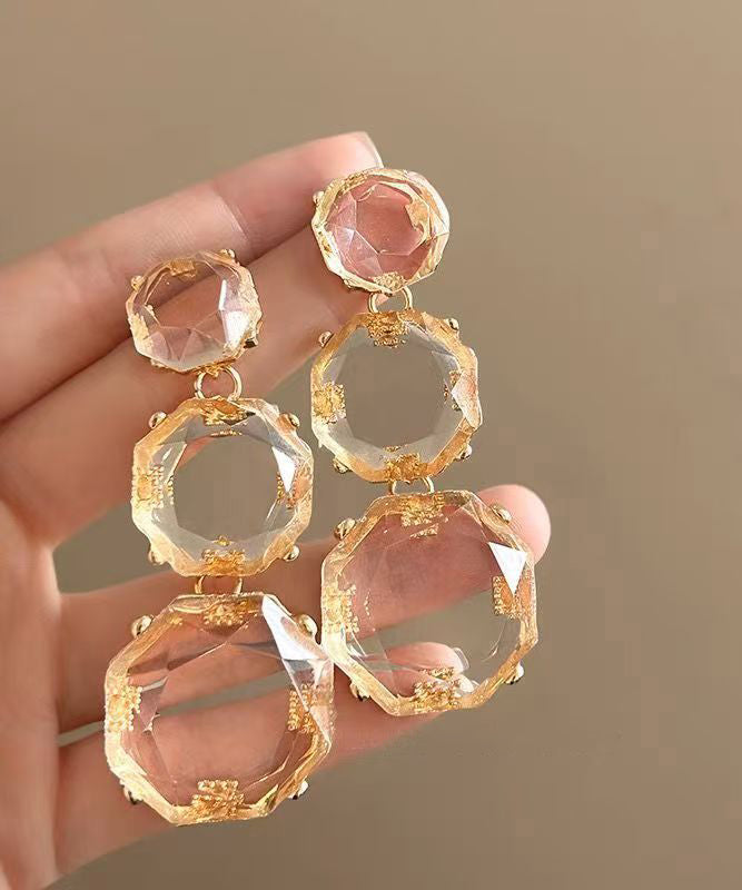 Oversize Bibonerana Alloy Crystal Tassel Drop Earrings