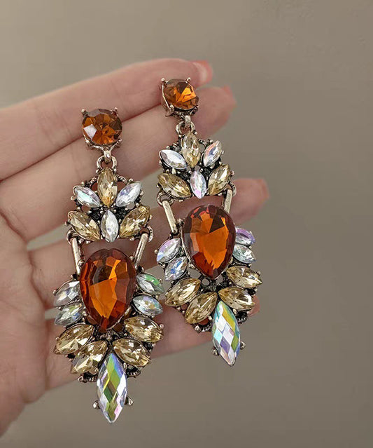 Oversize Colorblock Sterling Silver Alloy Zircon Drop Earrings