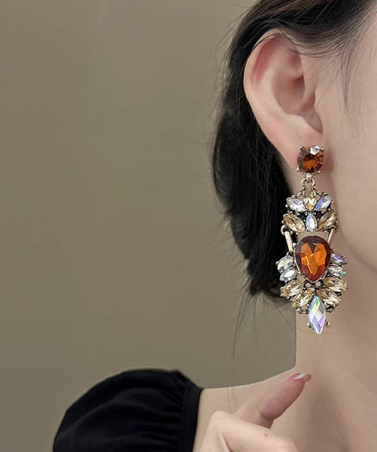 Oversize Colorblock Sterling Silver Alloy Zircon Drop Earrings