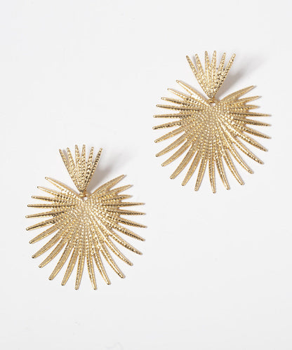 Oversize Gold Metal Asymmetrical Fan Blade Stud Earrings