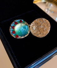 Load image into Gallery viewer, Oversize Green Sterling Silver Alloy Zircon Round Coloured Glaze Stud Earrings
