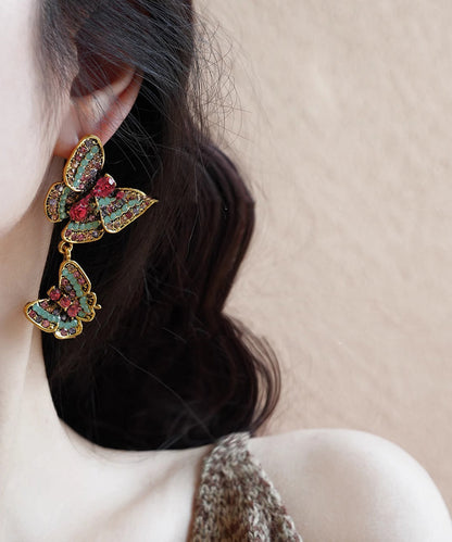 Oversize Rainbow Copper Zircon Butterfly Stud Earrings